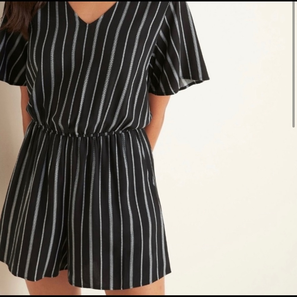 Black and White Stripe Romper